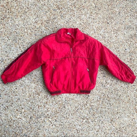 VTG Rare Coaco Red Silk Bomber Jacket Size  M - Picture 1 of 10